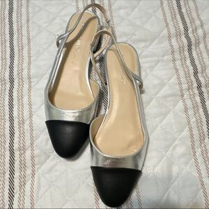 Marc Fisher Silver and Black Flats